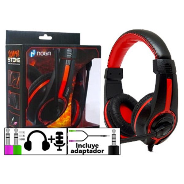 Auricular Vincha Noganet ST-819 Stormer Stone 1.8 mts Con Adaptador Ps3 Ps4 Xbox Pc