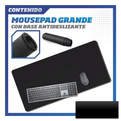Mouse Pad Gamer 120 x 50 Cm Xxl Antideslizante Bordes Cosidos Mousepad Negro Liso