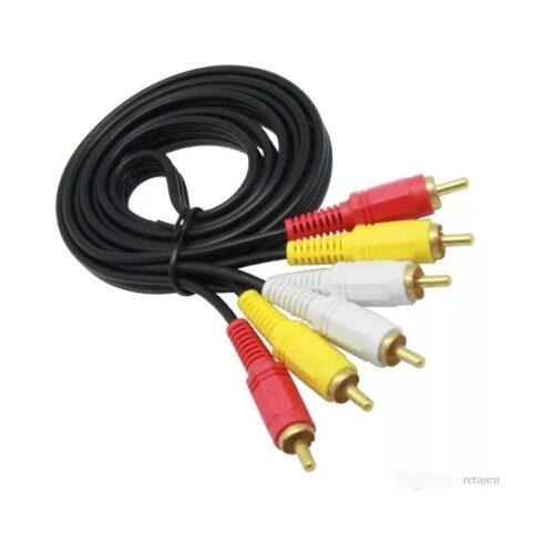 Cable Rca Audio Stereo y Video Megalite 3 Machos a 3 Machos 1.5 Metros