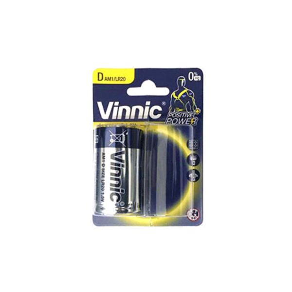 Pila Alcalina Tipo D Am1 Lr20 Vinnic Precio X Unidad 1.5V Dimensiones 34.2X61.5Mm