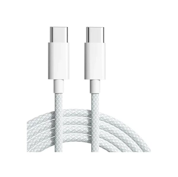 Cable Cargador Celular Tipo C a Tipo C Iphone Carga Rapida 3A Blanco