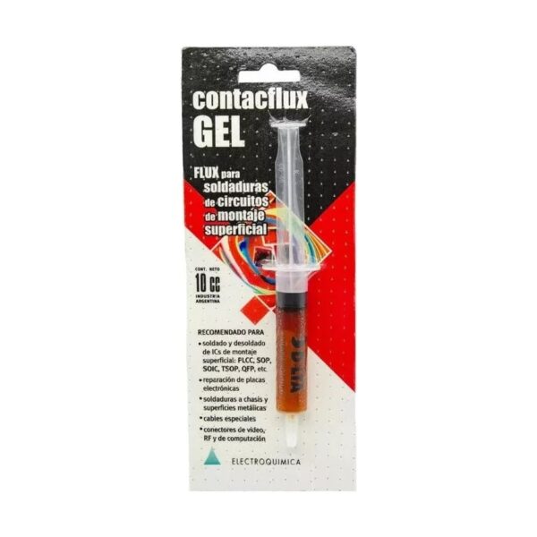 Flux Delta ContacFlux Gel en Jeringa 10cc Para Circuitos SMD Soldar y Desoldar