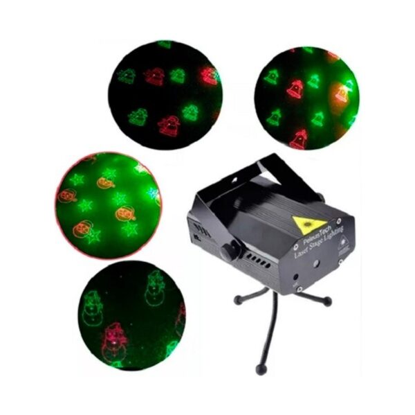 Laser Mini Proyector Seisa Lluvia Multipunto Led Audioritmico Boliche Fiesta Dj Rojo y Verde Figuras