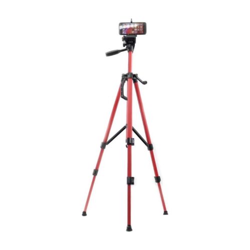 Tripode Fotografia Profesional Aluminio 3366 Video Foto 1,40m Soporte Celular Rojo Con Estuche