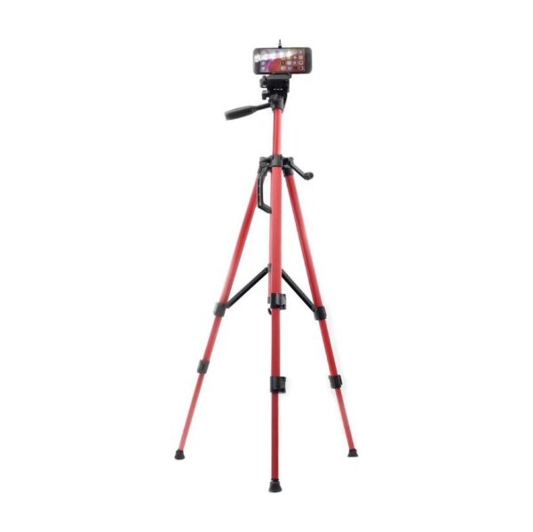 Tripode Fotografia Profesional Aluminio 3366 Video Foto 1,40m Soporte Celular Rojo Con Estuche