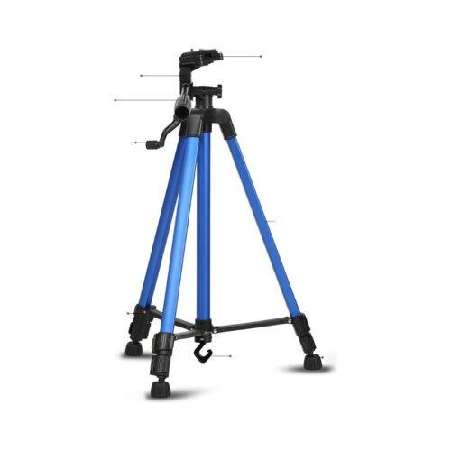 Tripode Fotografia Profesional Aluminio 3366 Video Foto 1,40m Soporte Celular Azul Con Estuche