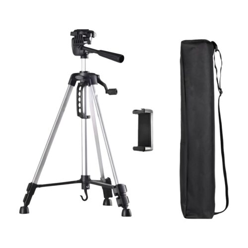 Tripode Fotografia Profesional Aluminio 3366 Video Foto 1,40m Soporte Celular Gris Con Estuche