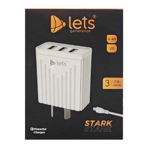 Cargador Celular 3 Usb Cable MicroUsb Lets 4.4a V8 Micro Usb