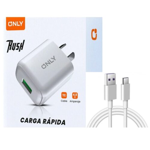 Cargador Cabezal Celular Usb A Tipo C con Cable Carga Rapida 4.8A Only Rush Mod430