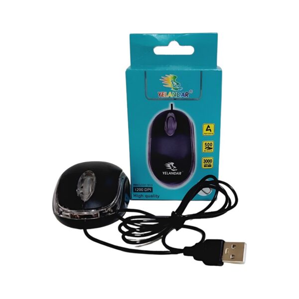 Mouse Mini Usb Con Cable Yelandar 1200 Dpi Negro