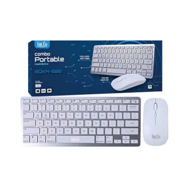 Kit Teclado + Mouse Intco RDKM-908 Bluetooth Slim Recargable Gris Plata