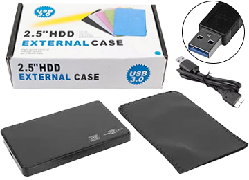 Carry Disk 2.5 Sata Usb 3.0 Cable Usb Tipo A 40cm Funda Negro - Para Disco 2.5 Sata