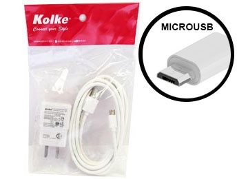 Cargador 220v 5v 2a Usb H Con Cable Micro Usb Kolke Blanco En Bolsa