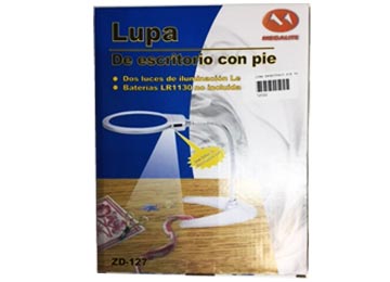 Lupa De Escritorio Con Pie 5x107mm 2 Lamparas Led Utiliza 3 Pilas Aaa (No Incluidas)