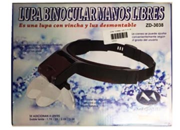 Lupa Visera Con Luz 4 Lentes Doble Lente 1.7x 2x 2.5x 3.5x Usa 2 Pilas Aaa No Incluidas