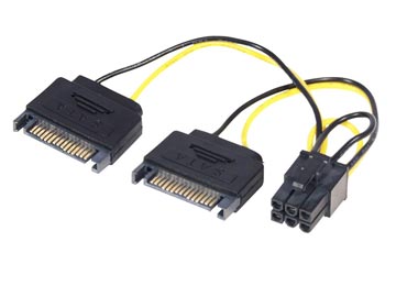 Cable De Fuente Adaptador 2 Sata A 6 Pines Pci-e Placas De Video (si No Tiene La Fuente Adecuada No Se Recomienda)