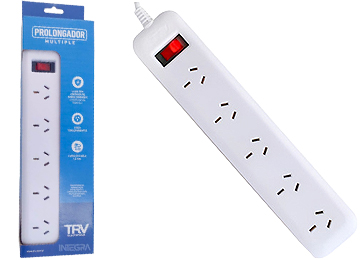 Zapatilla De Corriente 220v 5 Bocas Trv Cable 1.5mts Hasta 10a