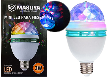 Lampara Foco Bola Led Rgb 220v 3w E27 Sin Adaptador Giratoria