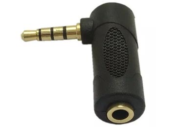 Adaptador Plug 3.5 M A Plug 3.5 H Tipo L 90 Grados Stereo + Microfono 4 Contactos