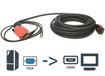 Cable Vga M A Hdmi M 1.8m - Entrada Vga Salida Hdmi - No Es Bidireccional