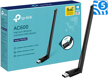 Placa De Red Wifi Usb Tp-Link Archer T2u Plus Ac600 2.4ghz 5ghz Dual Band