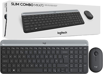 Kit Teclado + Mouse Logitech Mk470 Slim Espanol Con Enie Negro Inalambrico
