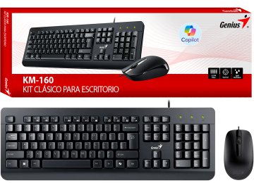 Kit Teclado + Mouse Genius Km-160 Usb Con Cable Negro