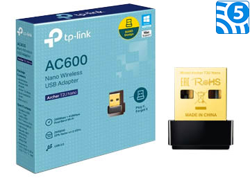 Placa De Red Wifi Usb Tp-Link Archer T2u Nano Ac600 Dual Band Usb 2.0 2.4ghz 200mbps 5ghz 433mbps