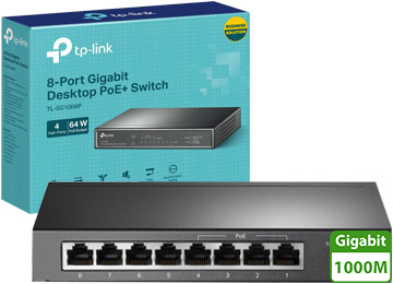 Switch De Red 8 Puertos Tp-Link Tl-Sg1008p 4 Puertos 10/100/1000 Gigabit Poe 802.3af Metalico
