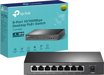 Switch De Red 8 Puertos Tp-Link Tl-Sf1008p 4 Puertos Poe 10/100 Mbps 802.3af Metalico