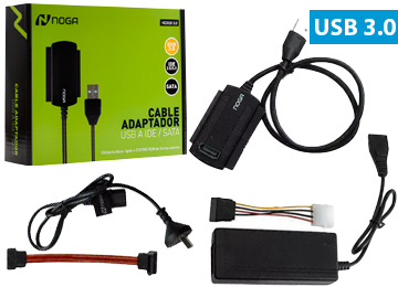 Cable Usb A Ide Sata Con Transformador 5v 12v 2a Noganet He-2020 3.0 Discos 2.5 Y 3.5
