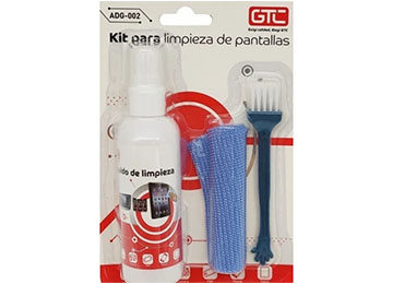 Kit Limpia Pantalla Gtc Adg-002 100ml 1 Pano 13x13cm Cepillo 5 Dedos Tv Lcd Monitor Tablet Celulares