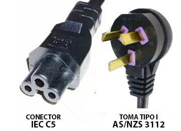 Cable De Tension Trebol Mickey 220v 1.5m 180w - Conector Iec C5 A Toma Tipo I Asnzs3112 - Para Cargador Notebook