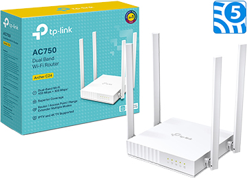 Router Wifi Tp-Link Archer C24 Ac750 Dual Band 4 Antenas 1 Wan Y 4 Lan 5ghz 433mbps 2.4ghz 300mbps Funcion Repetidor