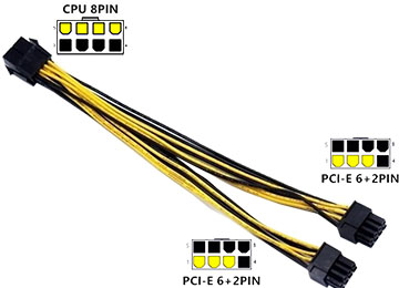 Cable De Fuente Adaptador 8 Pines Cpu A 2 Pines 6+2 Pines Pci-E Placas De Video  - Outlet - Usado Sin Detalles Esteticos Con Garantia
