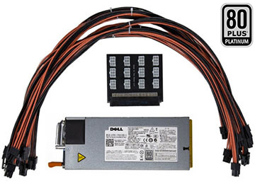 Fuente Servidor Dell 1400w 80 Plus Platinum + Breakout 16 Puertos 12v + 16 Cables Pci-E A 8 Pines (6+2) - Outlet - Usada Con Garantia