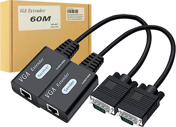 Adaptador Balun Extensor Vga M A Rj45 H 10m Cat5 60m Cat6 1080p Pack 2u. Cat5/6