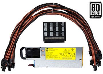 Fuente Servidor Hp 1500w 80 Plus Platinum + Breakout 16 Puertos 12v + 16 Cables Pci-E A 8 Pines (6+2) - Outlet - Usada Con Garantia