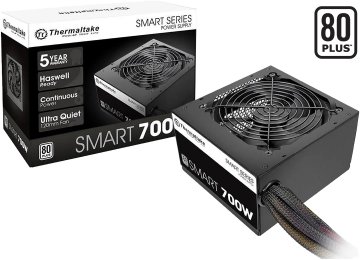 Fuente Thermaltake 700w Smart White 80 Plus +12v 54a 1x24pines 1x8pinescpu(4+4) 2x8pinespcie(6+2) 5xmolex 6xsata 1xfdd - Outlet - Usada Sin Detalles Esteticos Con Garantia En Caja