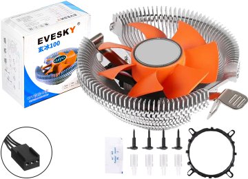 Cooler Evesky 100 8 Paletas 8cm 3 Pines Intel 775 1150 1151 1155 1156 1200 1700 Amd Am2 Am2+ Am3 Am3+ Am4 Am5 Fm1 Fm2 - Incluye Grasa Siliconada