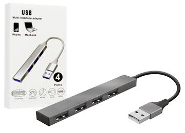 Hub Usb 4 Puertos Usb H 2.0 Simil Metalico