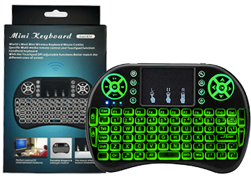 Teclado I8b Con Touchpad Retroiluminado Cable Micro Usb Bateria Para Android Tv 2 En 1 Inalambrico + Bluetooth