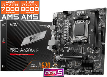Mother Msi Pro A620m-e Vga Hdmi 2xddr5 2xps2 6xusb 1xpciex16 1xpciex1 4xsata 1xm2 Rj45 7.1 Am5 Ryzen Serie 7000 8000