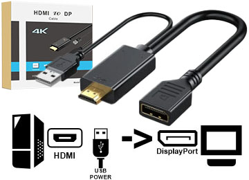 Adaptador Hdmi M A Displayport H - No Es Bidireccional Soporta Hasta 3840x2160p