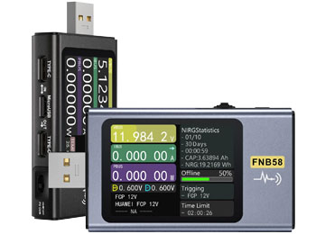 Tester Voltage Usb Fnirsi-fnb58 De 4 Volt A 28 Volt Hasta 7a 120watts Micro Usb Y Tipo C Software Para Pc Por Micro Usb No Incluye El Cable