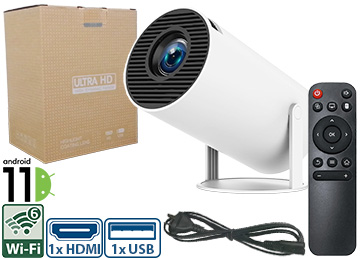 Proyector Transpeed Hy300pro 1gb 8gb 1080p 1xhdmi 1xusb Smart Dual Band Wifi6 Bluetooth Android 11 - Incluye Cable De Alimentacion Y Control Remoto 2xaaa No Incluidas - Nativo 720p