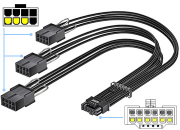 Cable De Fuente Adaptador 12+4 Pines Macho Pci-e A 3 Pines 6+2 Pines Hembra Pci-e Placas De Video Rtx 3090ti 4070 4080 4090 (si No Tiene La Fuente Adecuada No Se Recomienda)