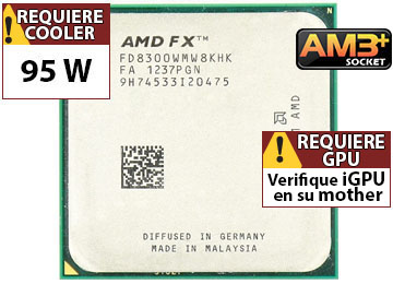 Procesador Amd Fx-8300 3.3ghz Hasta 3.9ghz 8 Nucleos 8 Hilos 8mb Cahe L2 Tdp 95w Am3+ - Outlet - Usado - Oem - Sin Caja Ni Cooler Ventilador