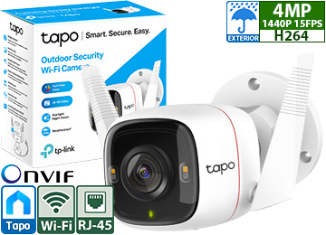 Camara Ip Tp-Link Tapo C320ws 2560x1440 4mp H264 Wifi 1xrj45 Ip66 2k Vision Nocturna 30mts Deteccion De Persona Por Movimiento Microsd Hasta 256gb Incluye Transformador 9v 0.66a Exterior