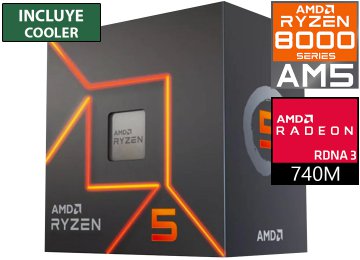 Procesador Amd Ryzen 5 8500g 5ghz 6 Nucleos 12 Hilos 8 Gpu 16mb Cache L3 6mb Cache L2 Radeon 740m Graphics 65w Am5